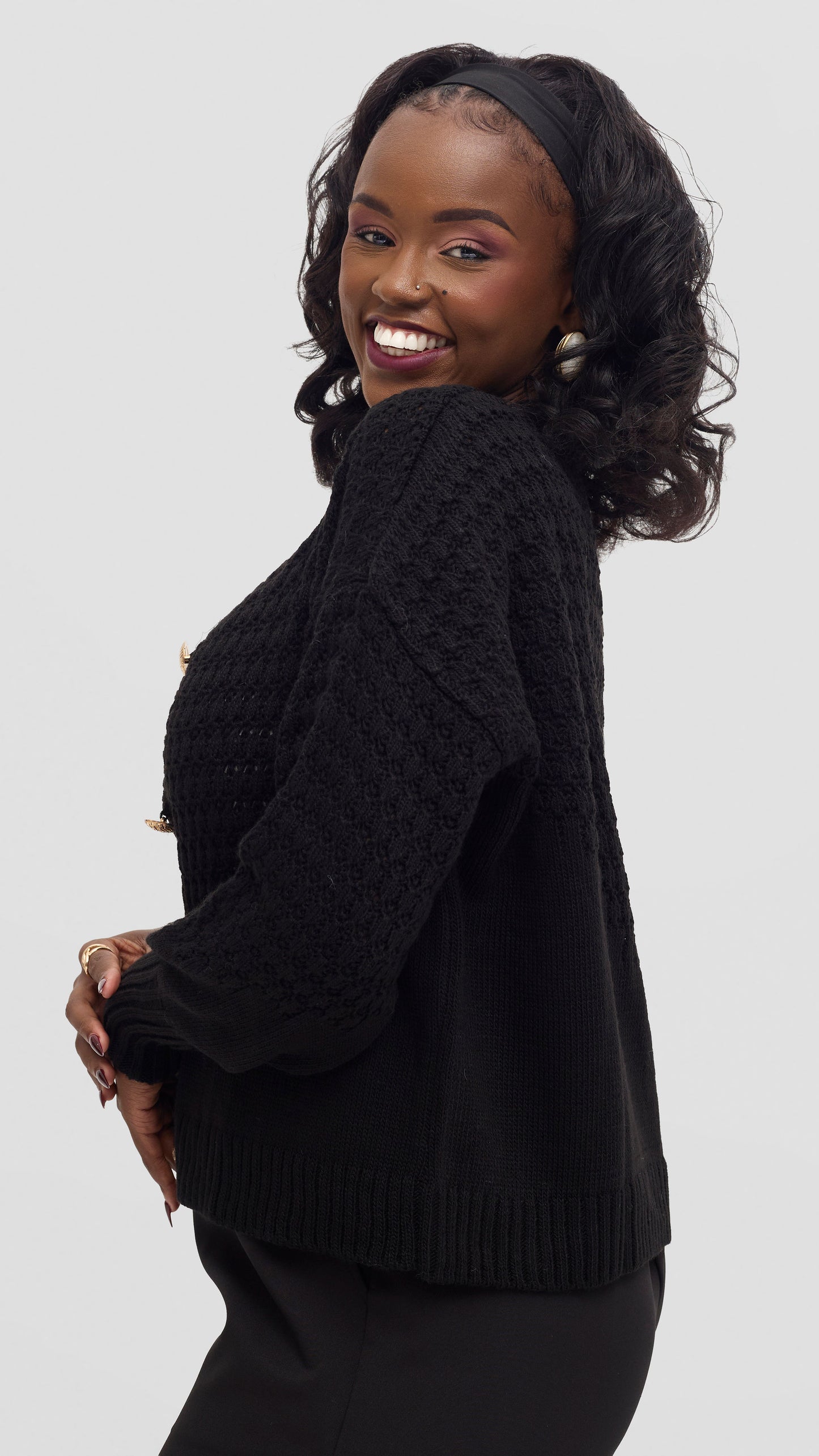 The Fashion Frenzy Black knit cardigan - Black