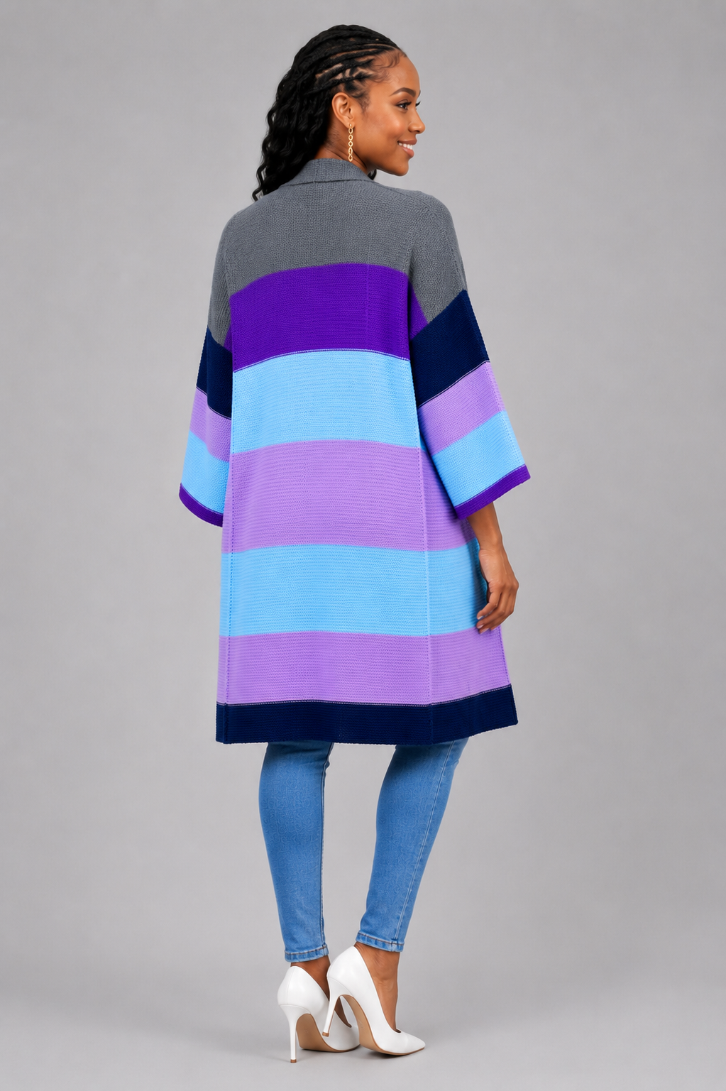 The Fashion Frenzy Waterfall Cardigan - Multicolored/Purple