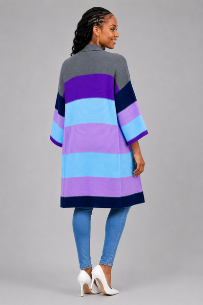 The Fashion Frenzy Waterfall Cardigan - Multicolored/Purple