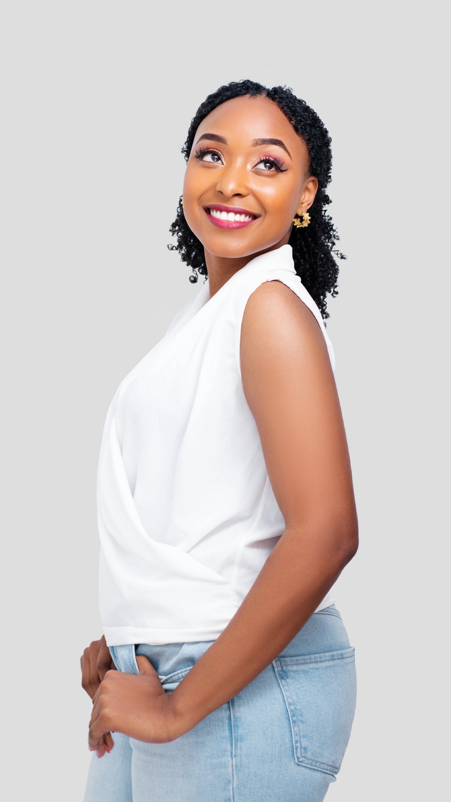 The Fashion Frenzy V-Neck Blouse Top - White