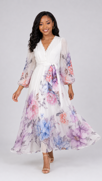 The Fashion Frenzy Rosabelle Lace Bloom Dress - White