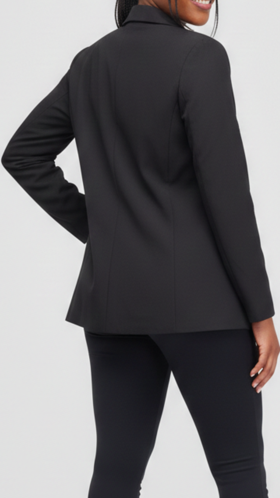 The Fashion Frenzy Elara Tailored Double-Button Blazer- Black