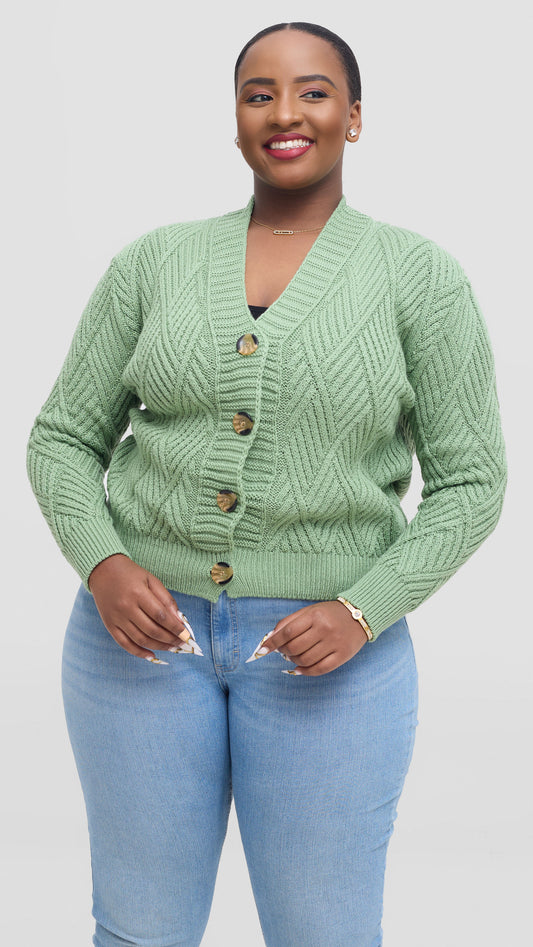 The Fashion Frenzy Button Cardigan Sweater - Green