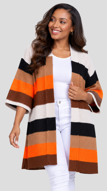 The Fashion Frenzy Waterfall Cardigan - Multicolored/Yellow