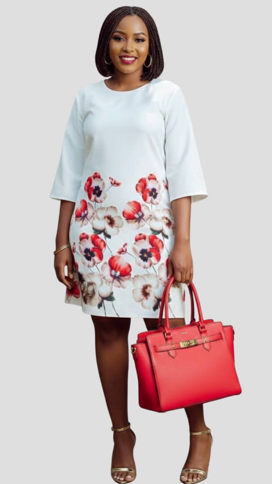 The Fashion Frenzy Floral Border Shift Dress – White