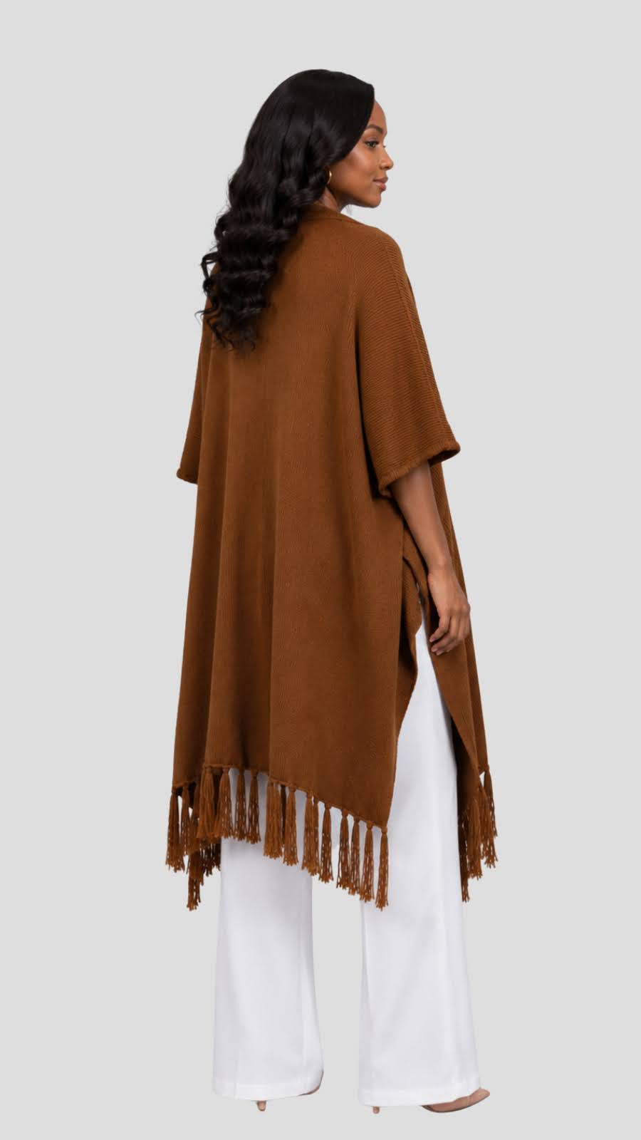 The Fashion Frenzy Fringed Acrylic Shawl – Brown