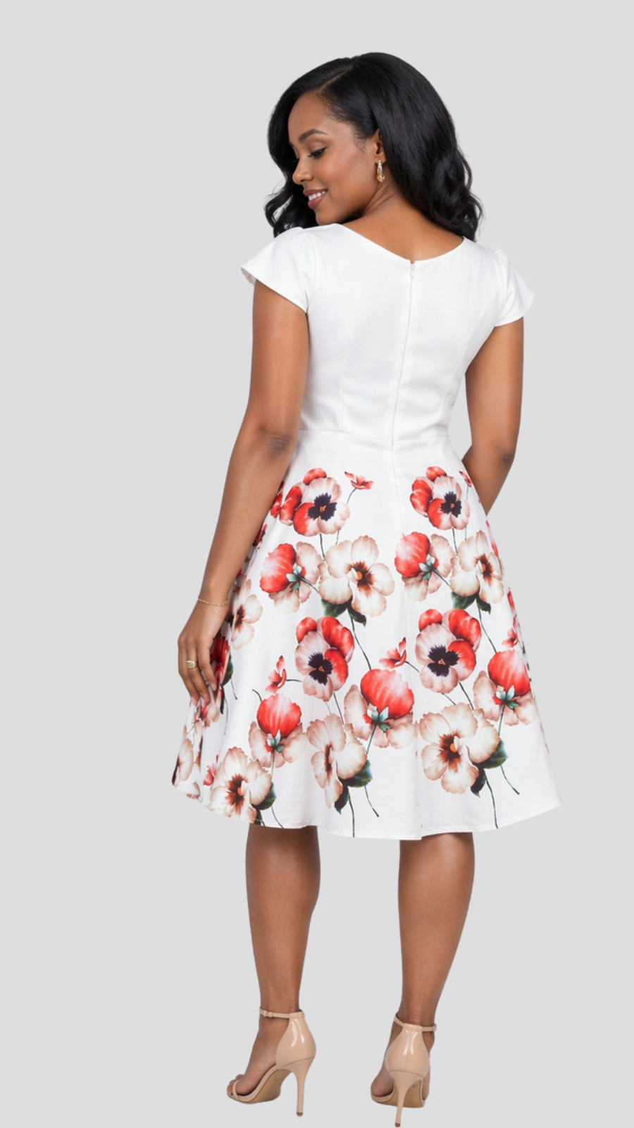 The Fashion Frenzy Floral Skater - Cream
