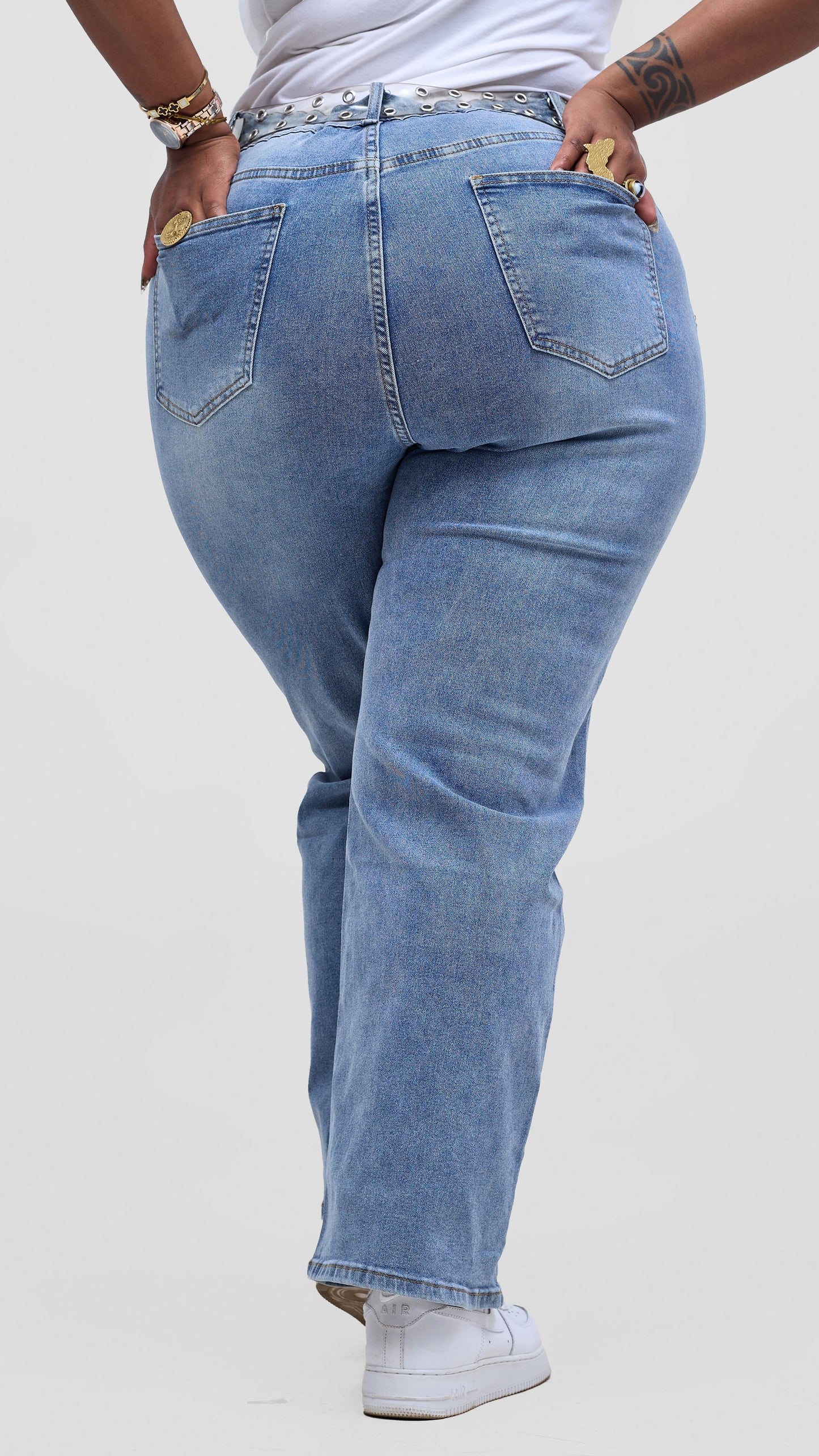 The Fashion Frenzy High-Rise Straight Leg Denim Jeans – Faded Blue