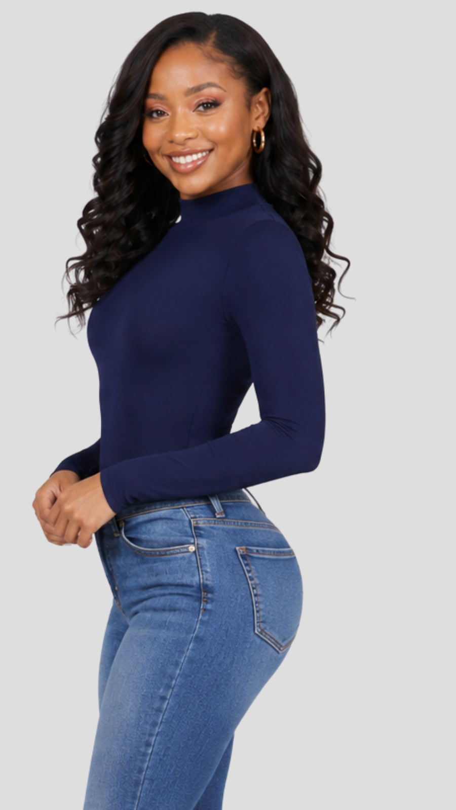 The Fashion Frenzy Square-Neck Bodysuit - Navy