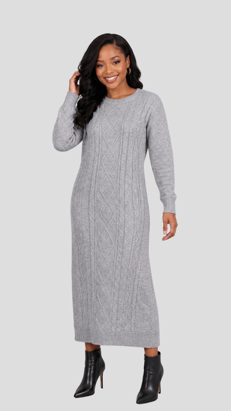 The Fashion Frenzy Acrylic Bodycon Dress – Grey