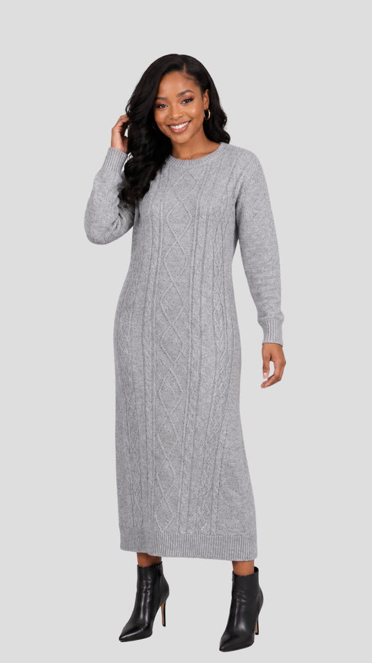 The Fashion Frenzy Acrylic Bodycon Dress – Grey