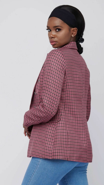 The Fashion Frenzy Pinked Checked blazer - Pink