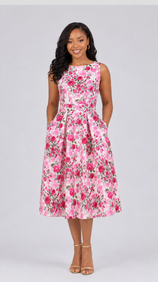 The Fashion Frenzy Elodie Rose Garden Dress - Pink