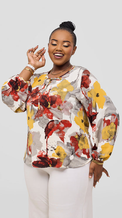 The Fashion Frenzy Floral Elegant Chiffon Blouse Top - Multi-colored