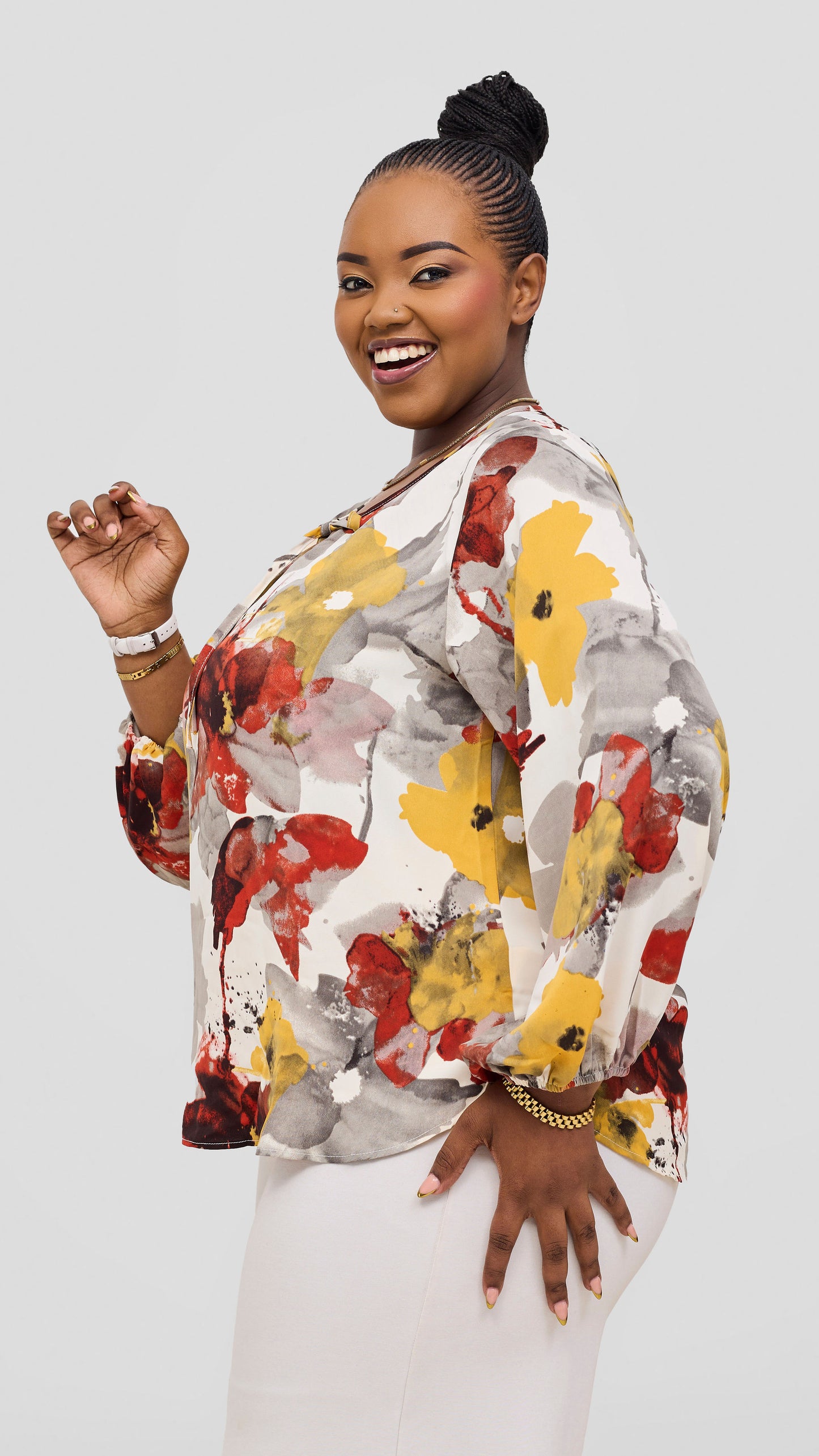 The Fashion Frenzy Floral Elegant Chiffon Blouse Top - Multi-colored