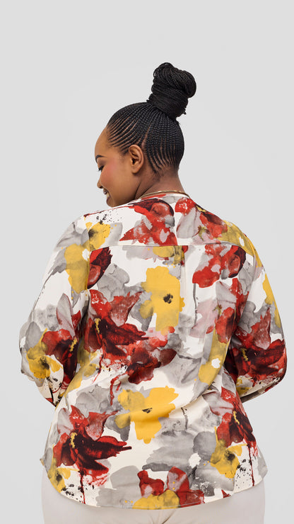 The Fashion Frenzy Floral Elegant Chiffon Blouse Top - Multi-colored