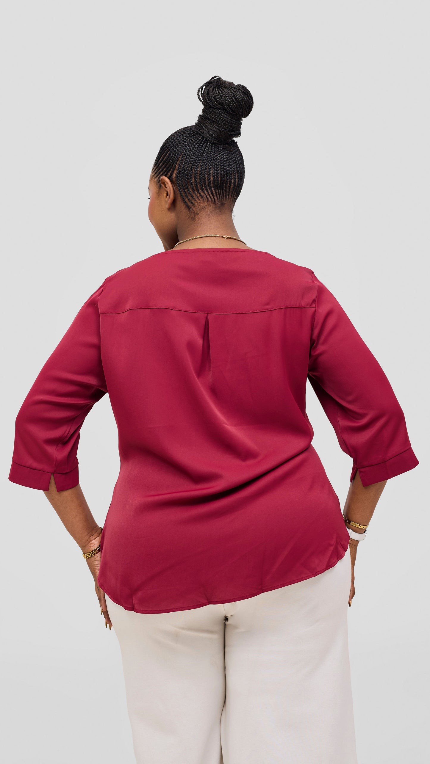 The Fashion Frenzy Crimson Grace Draped Blouse Top - Maroon