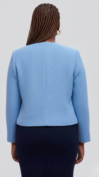 The Fashion Frenzy Élan Buttoned Jacket - Sky Blue