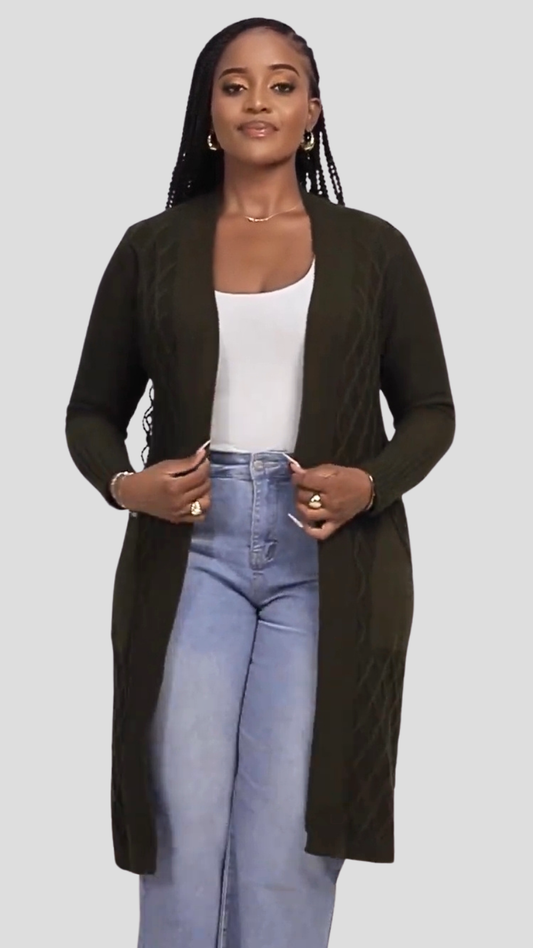 The Fashion Frenzy Waterfall Cardigan - Olive Green