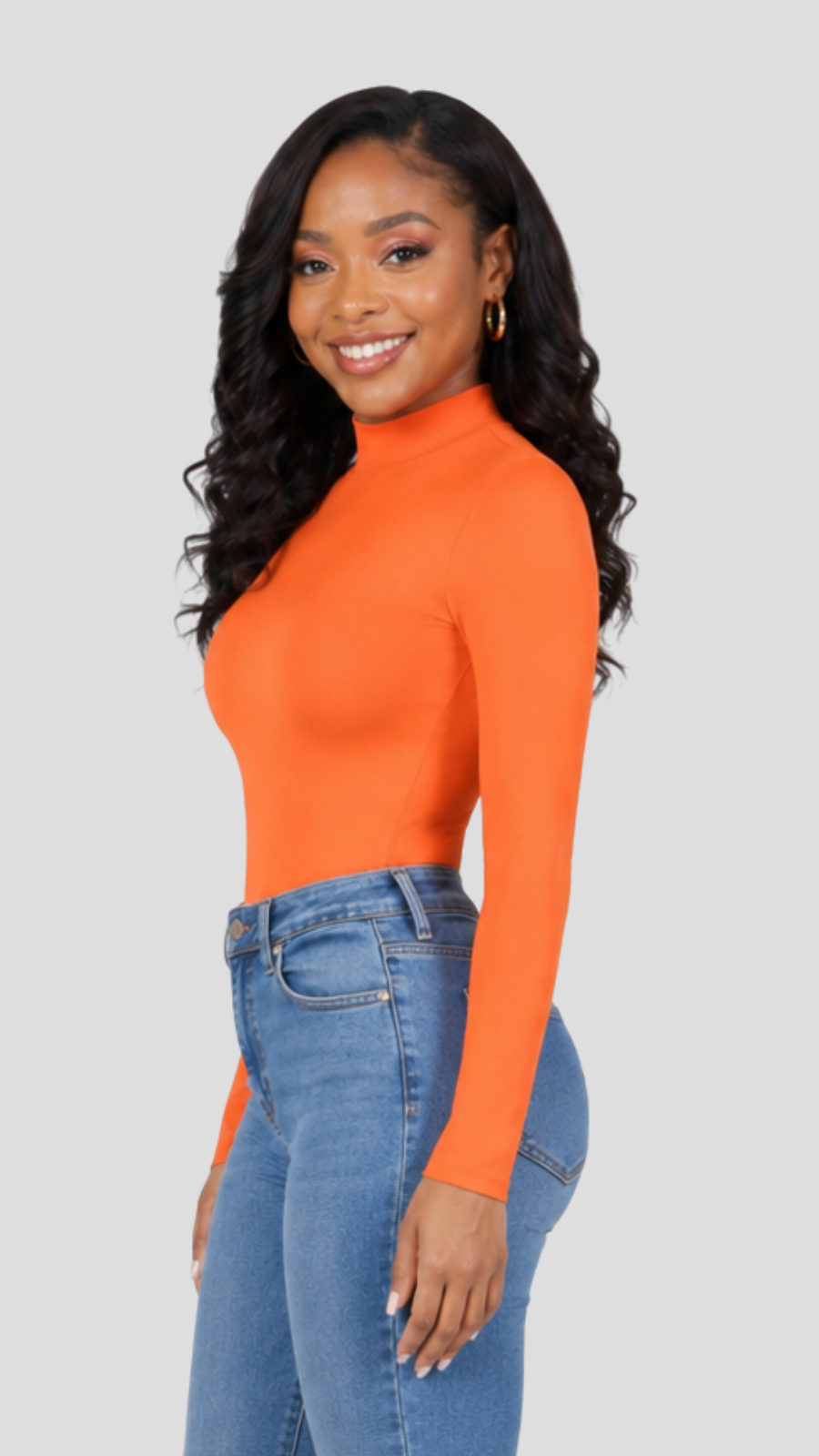 The Fashion Frenzy Savannah High-Neck Bodysuit – Orange