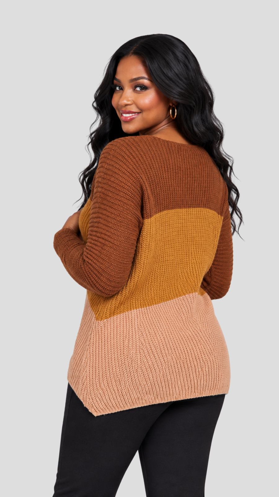 The Fashion Frenzy Pullover- Brown Colour Block