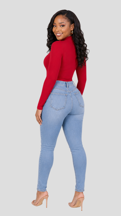 The Fashion Frenzy Square-Neck Bodysuit - Red