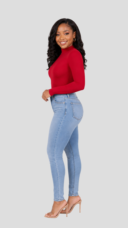 The Fashion Frenzy Square-Neck Bodysuit - Red