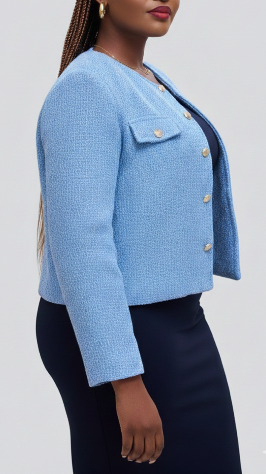 The Fashion Frenzy Élan Buttoned Jacket - Sky Blue