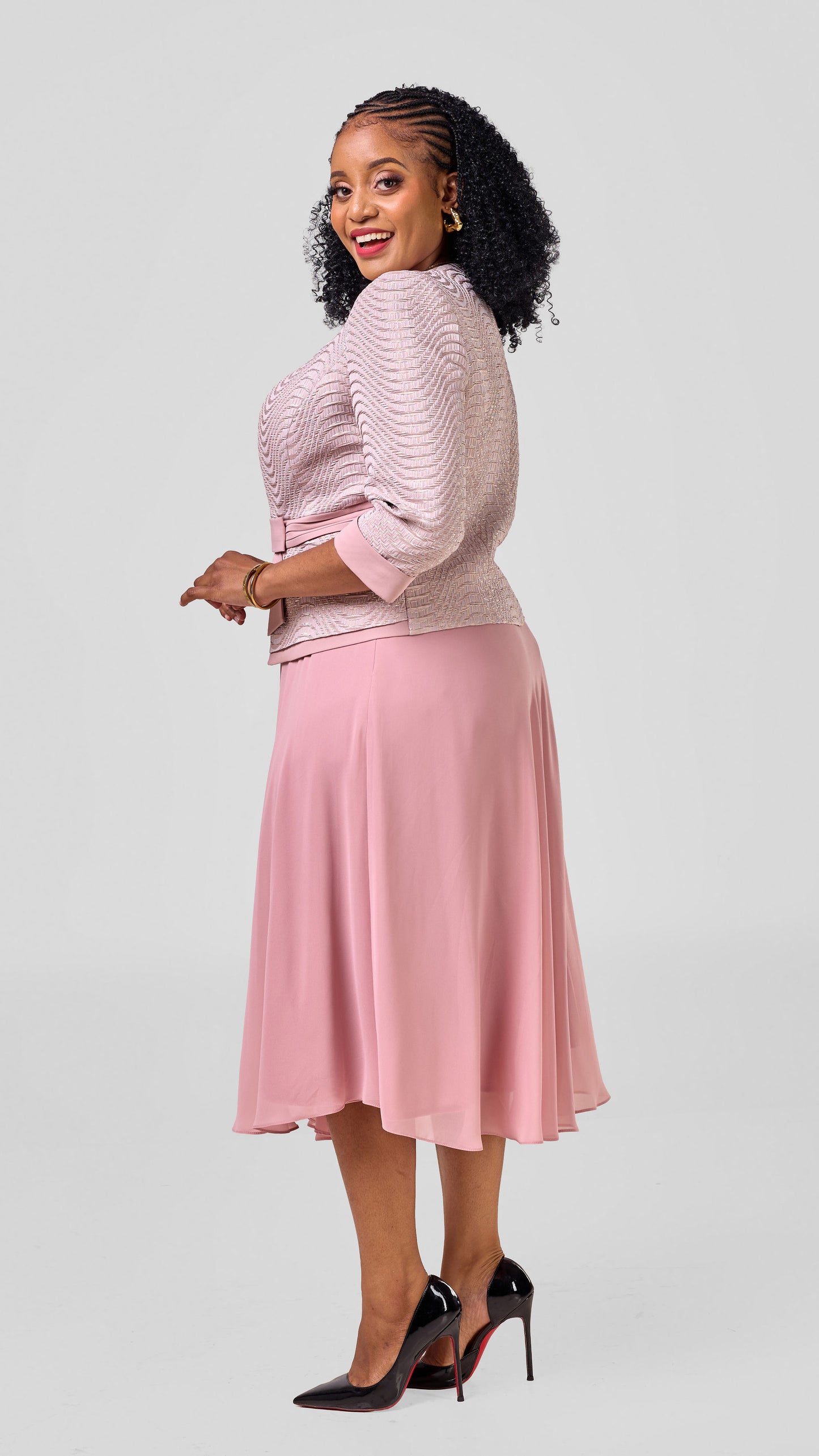 The Rosella Midi Suit Set- Pink