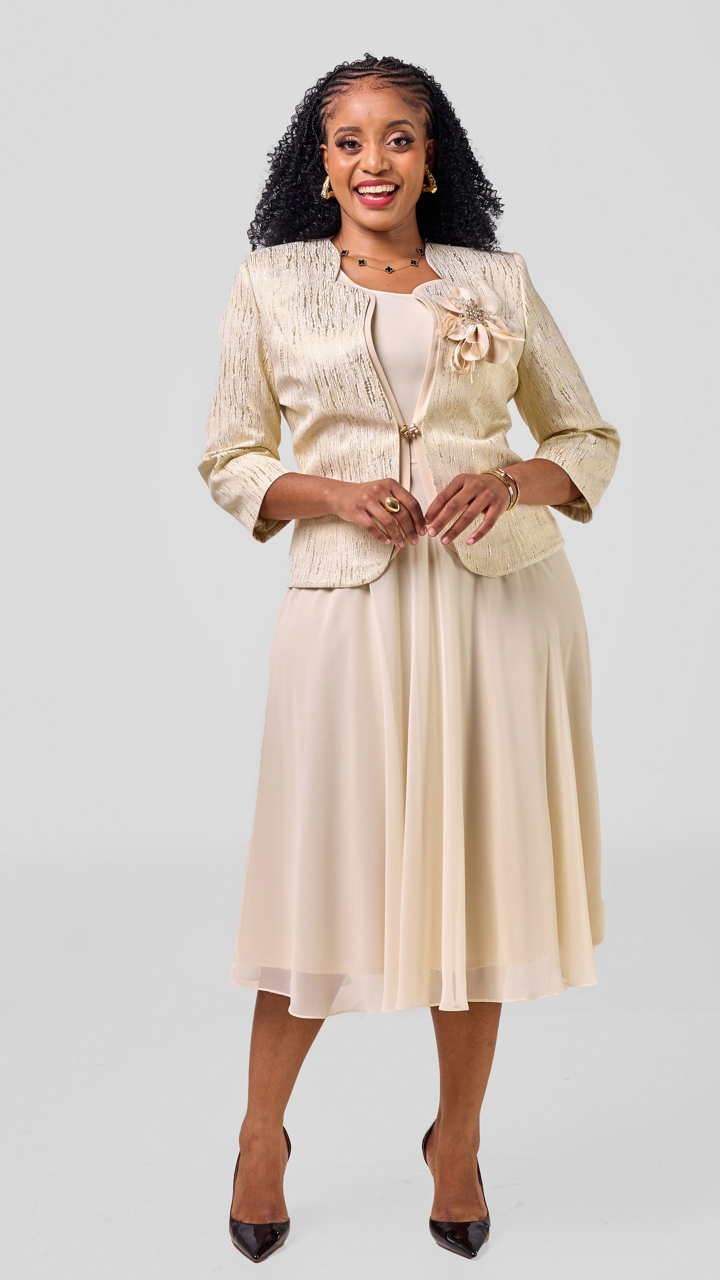 The Sarai Flowing Gold Suit Set-Gold