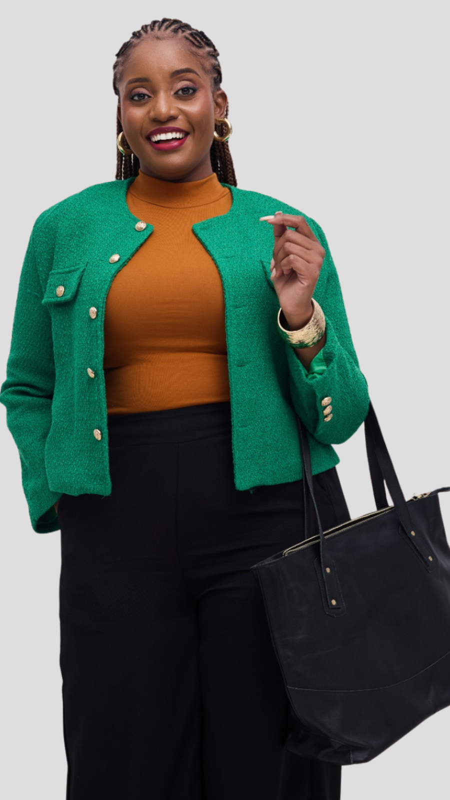 The Fashion Frenzy Élan Buttoned Jacket - Green
