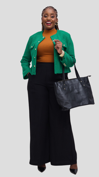 The Fashion Frenzy Élan Buttoned Jacket - Green