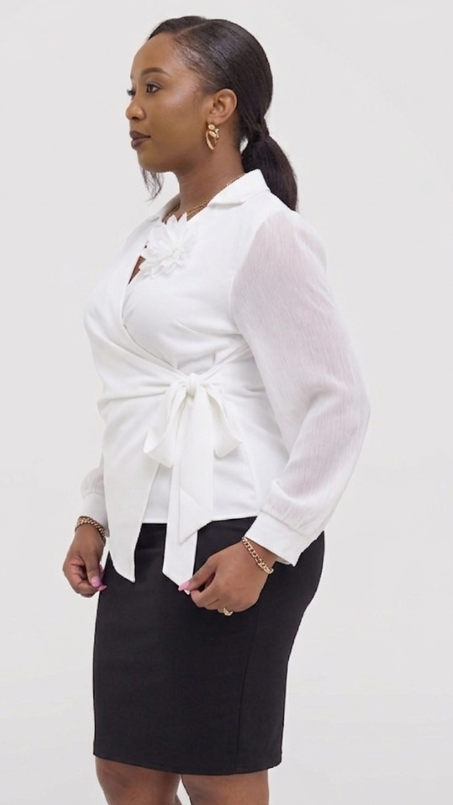 The Fashion Frenzy Wrap Blouse- White