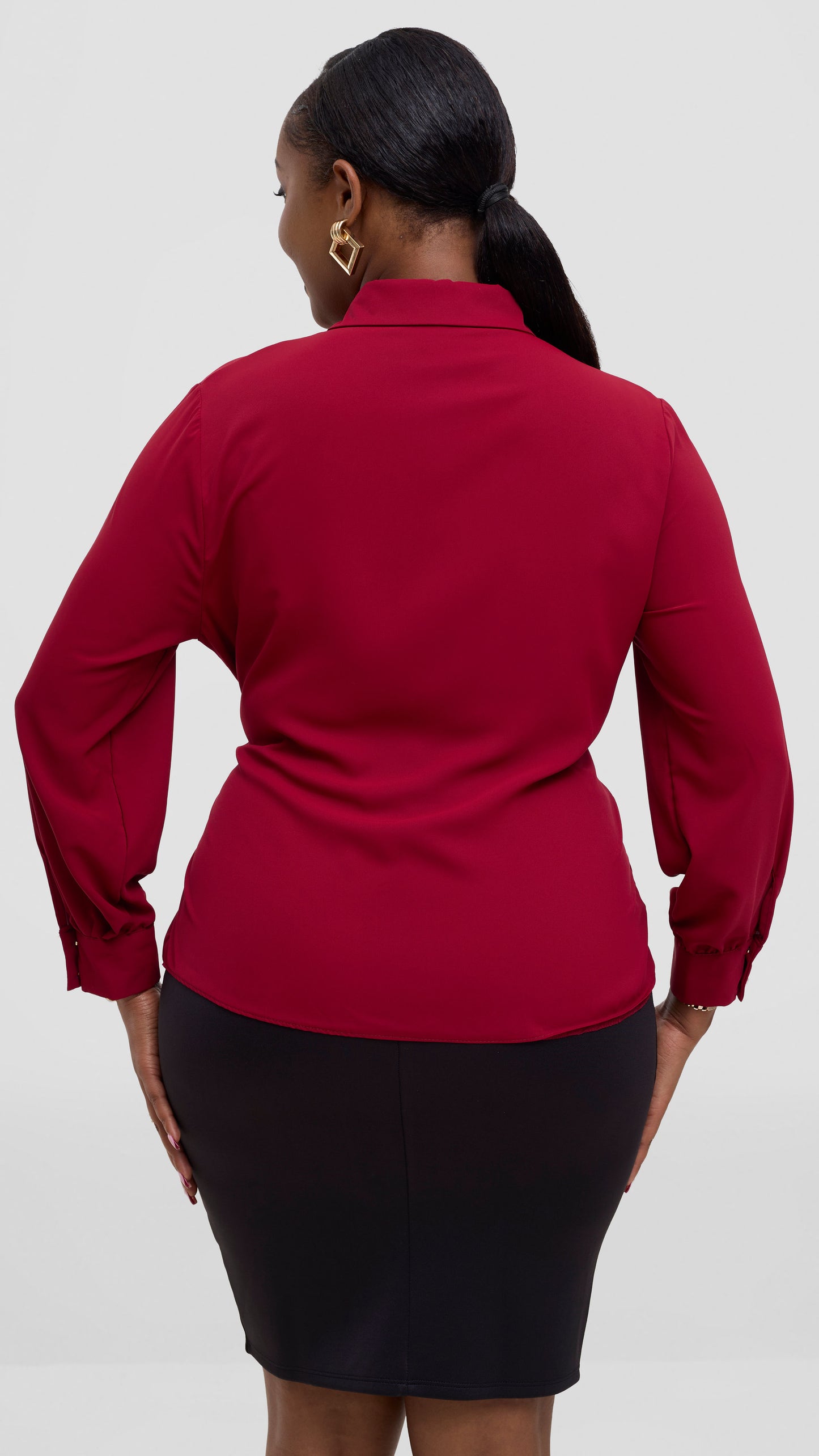 The Fashion Frenzy Front Belt Blouse- Maroon