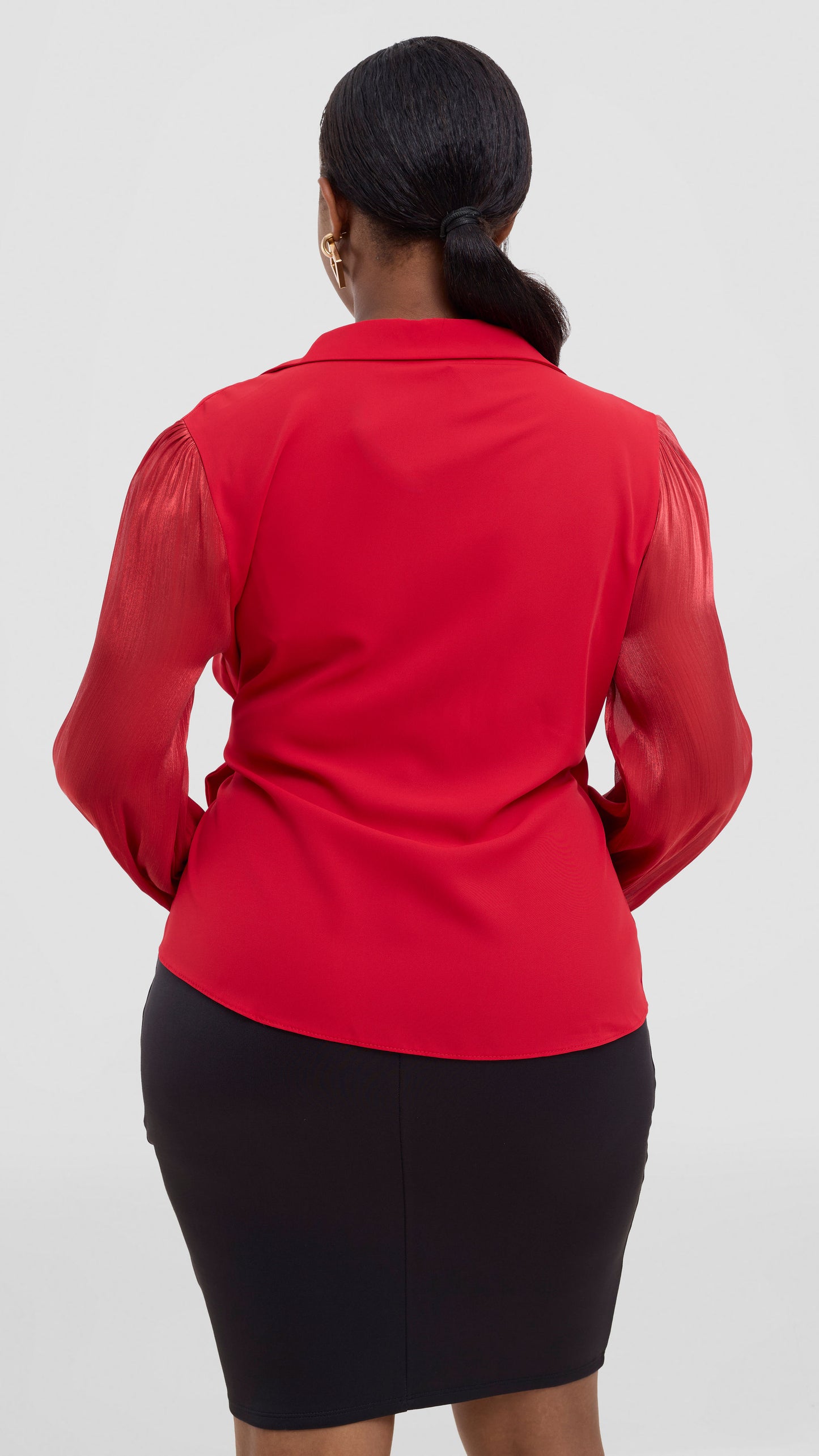 The Fashion Frenzy Wrap Blouse- Red