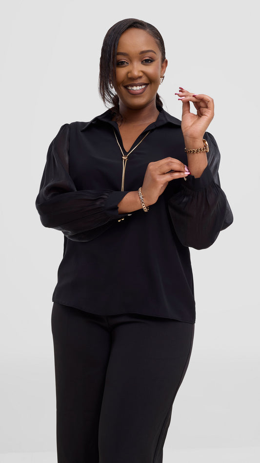 The Fashion Frenzy Necklace Top- Black