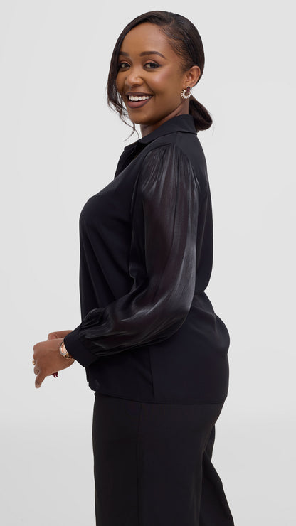 The Fashion Frenzy Necklace Top- Black