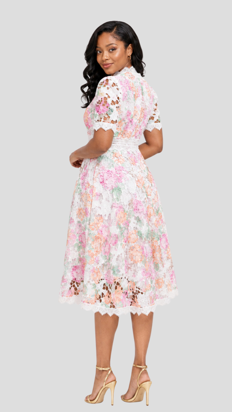 The Fashion Frenzy Eliana Floral Lace Dress - White