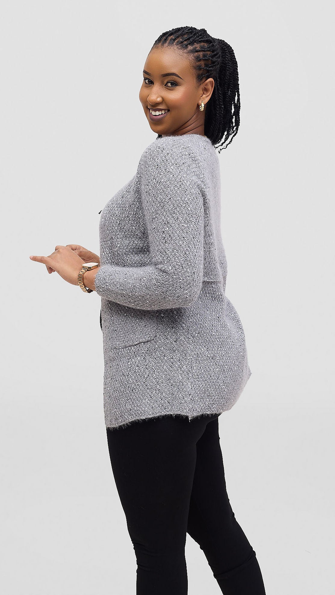 The Fashion Frenzy Waterfall Cardigan Cardigan - Dark Grey