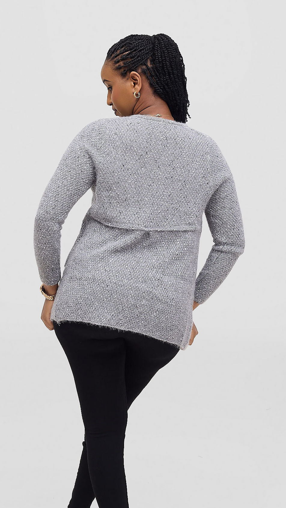 The Fashion Frenzy Waterfall Cardigan Cardigan - Dark Grey