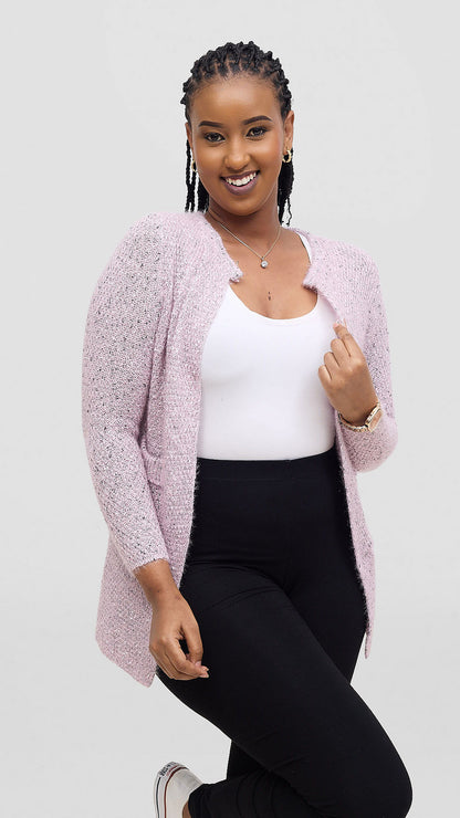 The Fashion Frenzy Waterfall Cardigan Cardigan - Pink