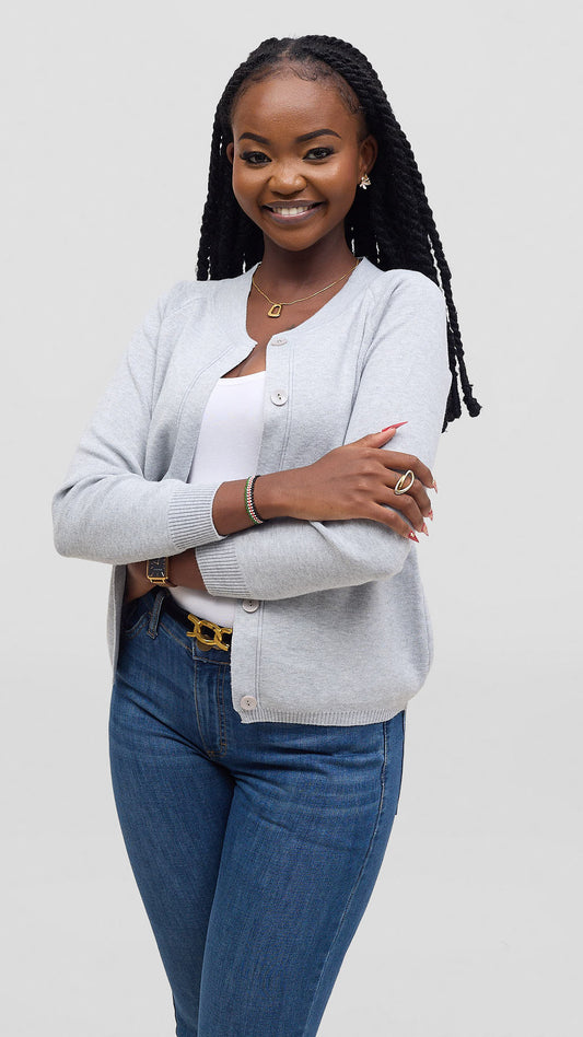 The Fashion Frenzy Mock Button Cardigan - Grey