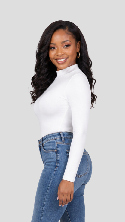 The Fashion Frenzy Square-Neck Bodysuit- White