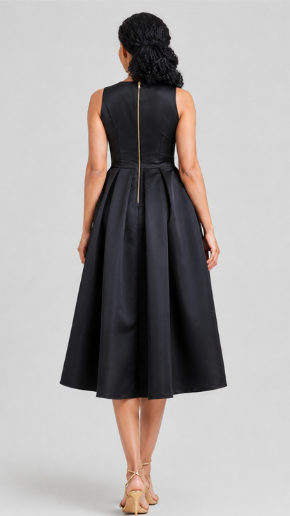 The Fashion Frenzy  Midnight Bloom Midi Skater - Black