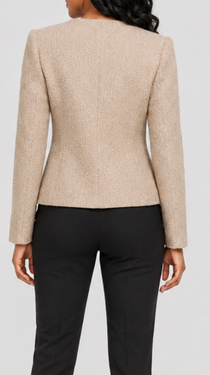 The Fashion Frenzy Élan Buttoned Jacket - Beige