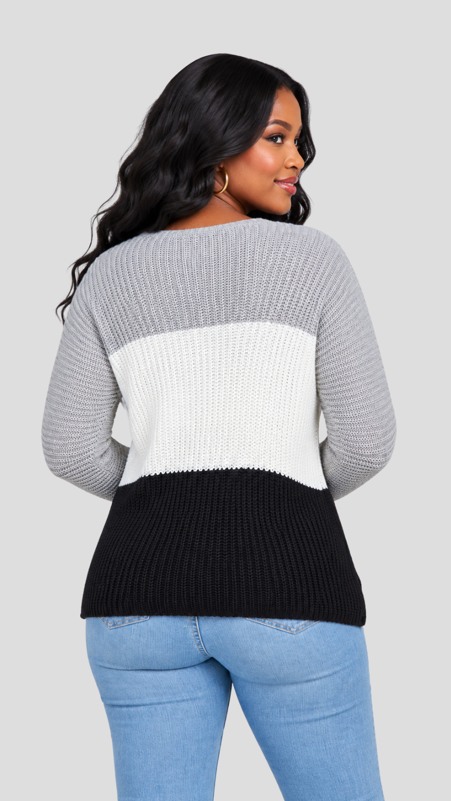 The Fashion Frenzy Pullover- Grey  Colour Block