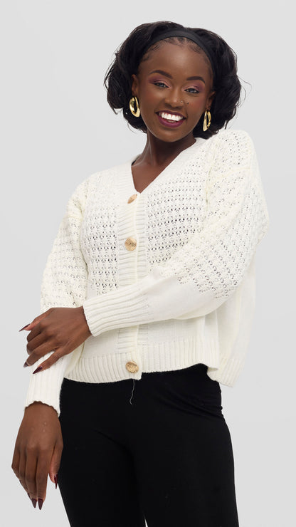 The Fashion Frenzy ivory knit cardigan - Ivory