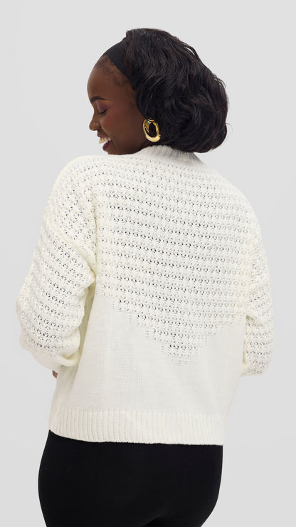 The Fashion Frenzy ivory knit cardigan - Ivory