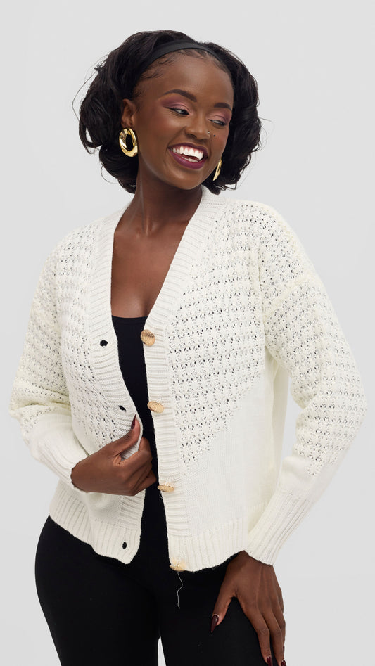 The Fashion Frenzy ivory knit cardigan - Ivory