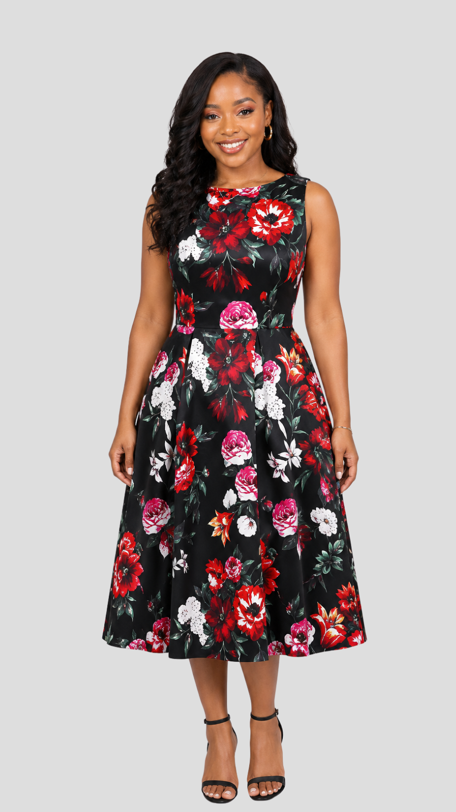 The Fashion Frenzy Valentina Noir Bloom Dress - Black